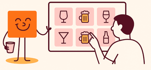 Velg drikke på skjerm